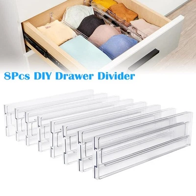8x Drawer Dividers Expandable Adjustable Organizer Separator for Kitchen Bedroom - Image 1 of 4