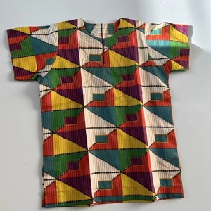 Boys African Print Ankara Multicolor Short Sleeve Pullover Shirt Size 8 - Picture 1 of 6
