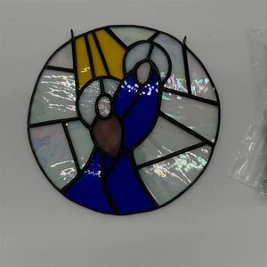 Panel Ventana Virgen y Niño Vidrieras Multicolor 7" Hecho a Mano - Imagen 1 de 4
