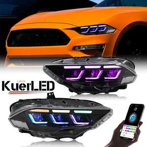 Pair RGB LED Headlights For 2018-2023 Ford Mustang Full LED Projector Headlamp - Bild 1 von 23