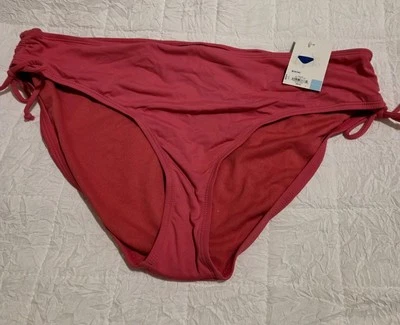 Apt. Roupa de banho feminina 9 com cordão franzido lateral parte inferior de biquíni rosa ~tamanho XL - Imagem 1 de 4