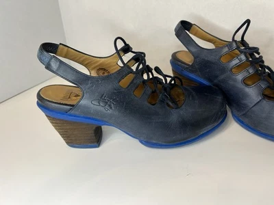 John Fluevog Flourish Tacón Bajo Con Cordones Eslinga Trasera Azul Talla 8  Foto 1 de 4