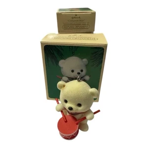 Hallmark Keepsake Ornament Flocked Polar Bear Drummer 1984 w/Original Box - Picture 1 of 2