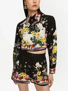 Dolce & Gabbana Cotton Poplin Floral Print/Logo Shorts Size 38/US 2 - Picture 1 of 13