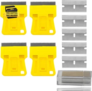 Mini Plastic Razor Blade Scraper High Visibility Bright Yellow Window Scraper Pa - Picture 1 of 7