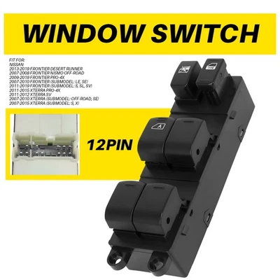 Interruptor de ventana de auto para camioneta Nissan Frontier 2007-2019 delantera izquierda doble cabina eléctrica Foto 1 de 4