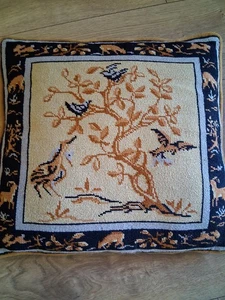 Tapiz de punta de aguja vintage árbol de la vida años 70 animales del bosque - Imagen 1 de 13