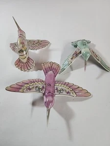 Lena Liu's Precious Jewels Humming Bird Set of 3 Heirloom Porcelain Ornaments - Picture 1 of 20