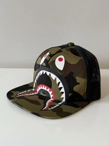 Bape a bathing ape 1st camo shark Face mesh cap trucker hat green Made In JAPAN - Picture 1 of 17
