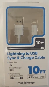 Mobilcharge 10' Lightning to USB Sync & Charge Cable (MFI-Certified) - Picture 1 of 2