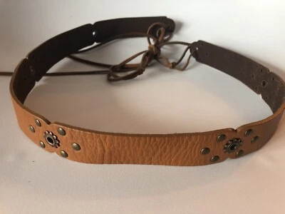 Liz Claiborne Marrón Cuero Genuino Cinturón de Cadera Corbata de Encaje BTRU0957 S/M Remachado  Foto 1 de 4