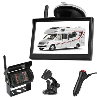 Wireless IR Waterproof Reverse Camera with 5" LCD Monitor for RVs Truck Caravan - Image 1 of 4