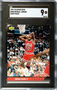 1992-93 Upper Deck Game Faces Michael Jordan #488 - 9 Mint (SGC) - Picture 1 of 2