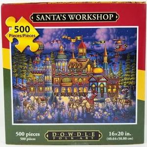 Dowdle Folk Art Puzzle Santa's Workshop 500 Pieces 16 x 20 Inches NEW - Picture 1 of 7