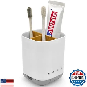Zahnbürstenhalter mit Bambusteiler, abnehmbar für einfache Reinigung Badezimmer C - Bild 1 von 5