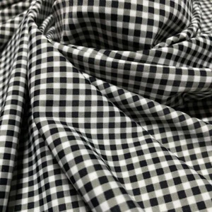 Printed Black and White Check Plaid Fabric Stretch Spandex by Yard for Swimwear - Picture 1 of 7