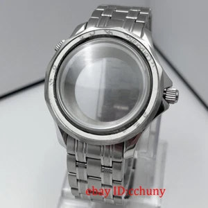 41mm Silver watch case sapphire glass ceramic bezel fit NH35 NH36 NH34 movement - Picture 1 of 10