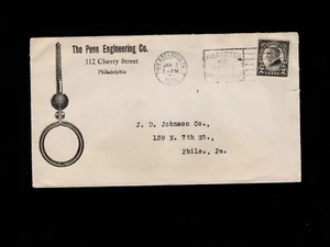 Penn Engineering Co Philadelphia Great Logo 1924 2c Black Harding Cover 8g - Picture 1 of 2