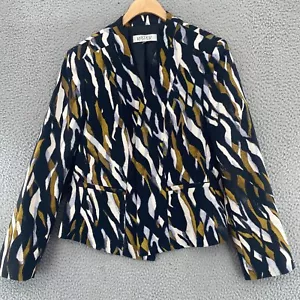 Blazer Kasper Mujer 12 Marrón Negro Patrón Bolsillos Elastizado Oficina Carrera Trabajo - Imagen 1 de 11