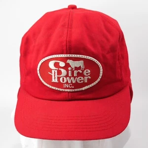 VTG Sire Power Inc. Red Winter Cap Hat Farming Patch OSFM Fleece Ear Flaps RARE - Picture 1 of 21