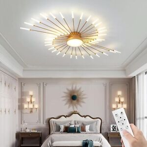 LED Deckenleuchte Wohnzimmer,Dimmbar Deckenbeleuchtung (42+1 Köpfe,Gold)