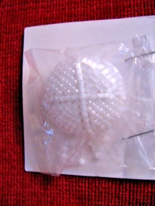 Beautiful White Beaded Sewing or Crafting Button Incl. Extra Beads 1.25" - Picture 1 of 6