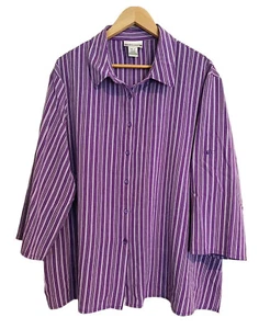Millers Size 22 Purple Striped, Short to 3/4 Sleeve, Women's Shirt Blouse Top - Picture 1 of 5