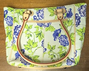 TIGNANELLO Genuine Leather Bed of Blue Roses Tote Bag - NEW - Picture 1 of 9