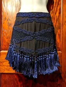 REVOLVE X by NBD The Darcy Skirt mini black royal blue beaded tassel 2 XS 1E - Picture 1 of 9