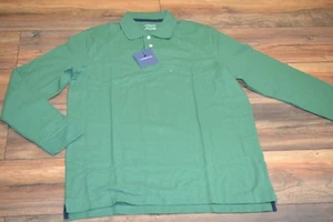 Croft & Barrow Easy Care Long Sleeve Tee Up Green Polo Shirt Big & Tall - Picture 1 of 2