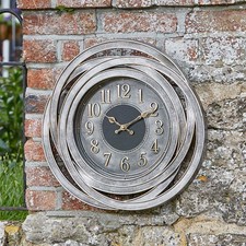 Outdoor Retro Clock Large Numeral Wall Clock for Garden Indoor Metallic Silver