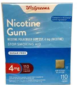 1 WALGREENS NICOTINE GUM-4MG ORIGINAL-110 PCS-ONE SEALED BOX 4 MG Exp 2026 - Picture 1 of 7