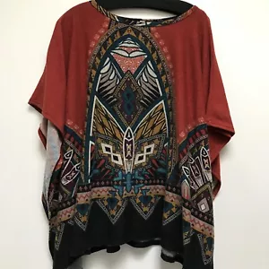 Poncho para mujer Tyche naranja envolvente lazos laterales BOHO - Imagen 1 de 4