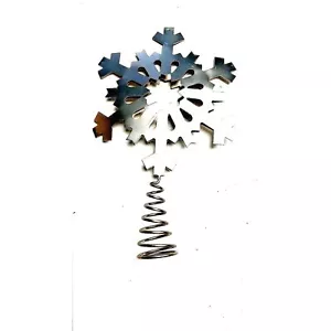 Fiocco di Neve in Peltro Albero di Natale Topper 12 h x 7 con 2 Lati - Foto 1 di 4
