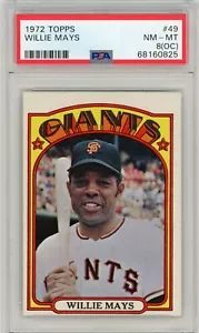 1972 Topps Willie Mays PSA 8 OC Casi Como Nuevo Salón de la Fama del Béisbol #49 De Colección - Imagen 1 de 3