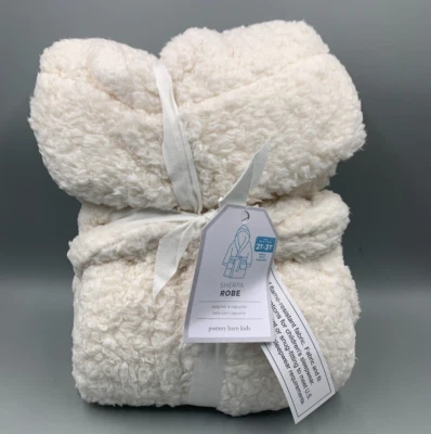 Pottery Barn Kids Solid Plush Faux Fur Sherpa Robe White 2T 3T Small #9910 - Image 1 of 3