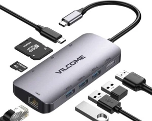 USB C 3.0 Hub Multiport Adapter 8 in 1 Hub 4K Ethernet HDMI 100W PD Charging SD - Picture 1 of 13