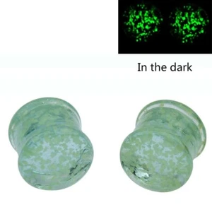 Glow in the Dark Pyrex Glass  Ear Gauges Ear Piercing Jewelry Ear Expander Plugs - Picture 1 of 5