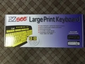 EZ SEE LARGE PRINT KEYBOARD CD1039 - WHITE KEYS ON BLACK BACKGROUND - NIB - Picture 1 of 3