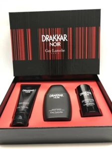 Drakkar Noir by Guy Laroche 3pc Set 3.4 oz EDT Spray for Men, Old Formula, Rare! - Picture 1 of 8