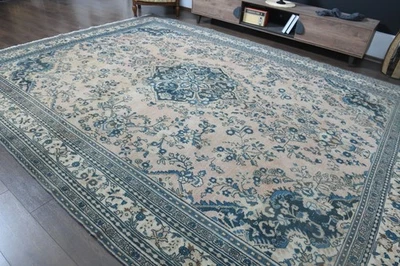 Alfombra Oushak Turca Medallion Vintage 10,1x13,6 pies, Alfombra Naranja Hecha a Mano Foto 1 de 4