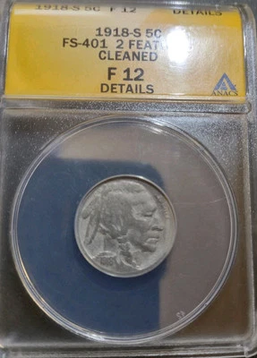 1918-S Two Feathers Fs-401 Buffalo Nickel Coin - Image 1 of 4