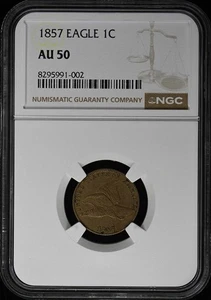 1857 Flying Eagle Cent 1C NGC AU50 - Picture 1 of 4