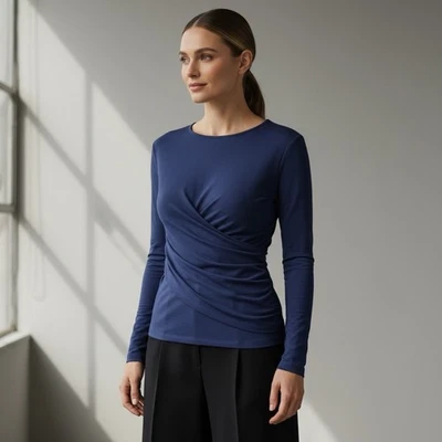 Alexender Wang Womens Solid Blue Twist Front Top Size Medium Office Holiday - Image 1 of 4