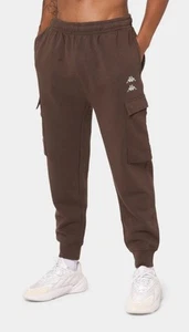 Kappa Drake Tracksuit Pants Size M Brown Elastic Waist Drawstring Cargo Pockets - Foto 1 di 12