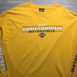 Harley Davidson T-Shirt Mens XL Yellow Long Sleeve Crew Neck Wolverine MI - Picture 1 of 6