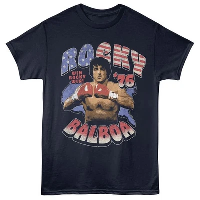 Rocky Balboa кино футболка новый официальный 1976 AMERICANA WIN ROCKY WIN темно-синий хлопок - Изображение 1 из 3