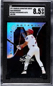 Donruss 1997 apodos notables Iván “Pudge” Rodríguez SGC 8,5 casi nuevo/como nuevo+ 10 automático - Imagen 1 de 2