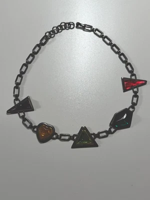 Винтажный пояс-цепочка из геометрического стекла с камнем серебристый стиль модерн - Изображение 1 из 4