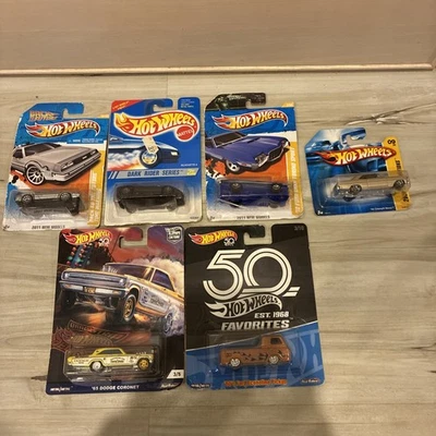 Hot Wheels 6 Lot Back To The Future Delorean Coronet, Chevy Nova Turino Dark - Image 1 of 4
